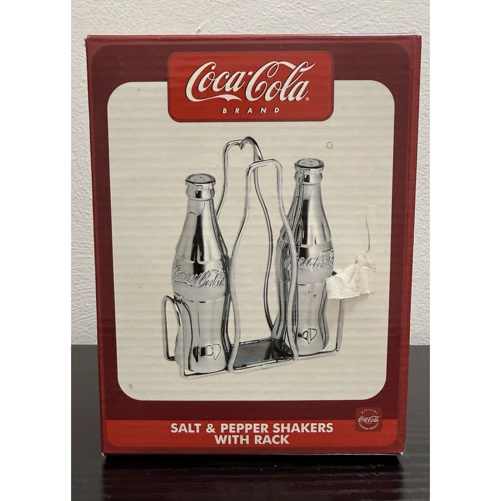 Coca Cola Chrome Look Metal Salt And Pepper Shaker Set